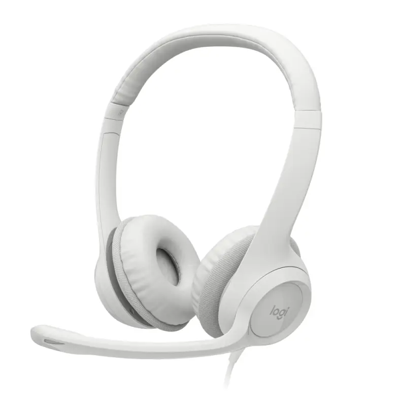 AUDÍFONOS DE COLOR BLANCO LOGITECH DE CABLE USB TIPO-A CON MICROFONO PARA COMPUTADORAS H390